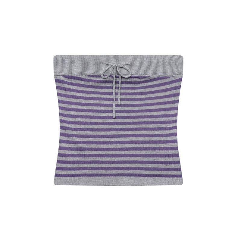 Striped Strapless Tank Top — Purple