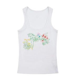 Hand-Painted Floral Tank— White