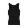 Solid-Color Deep V-Neck Knitted Top— Black