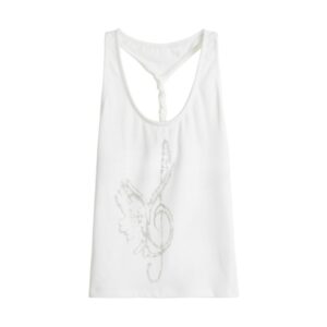 Slim-Fit Rhinestone Racerback Tank Top -White