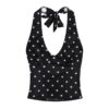 All-Over Star Print Halter Top — Black