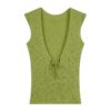 V-Neck Sleeveless Knit Tank Top— Green